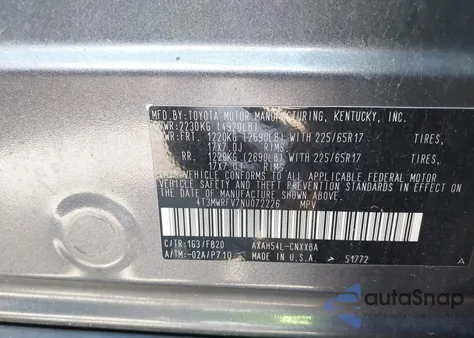 2022 Toyota Rav4 Hybrid Le z USA, uszkodzony, nr VIN 4T3MWRFV7NU072226